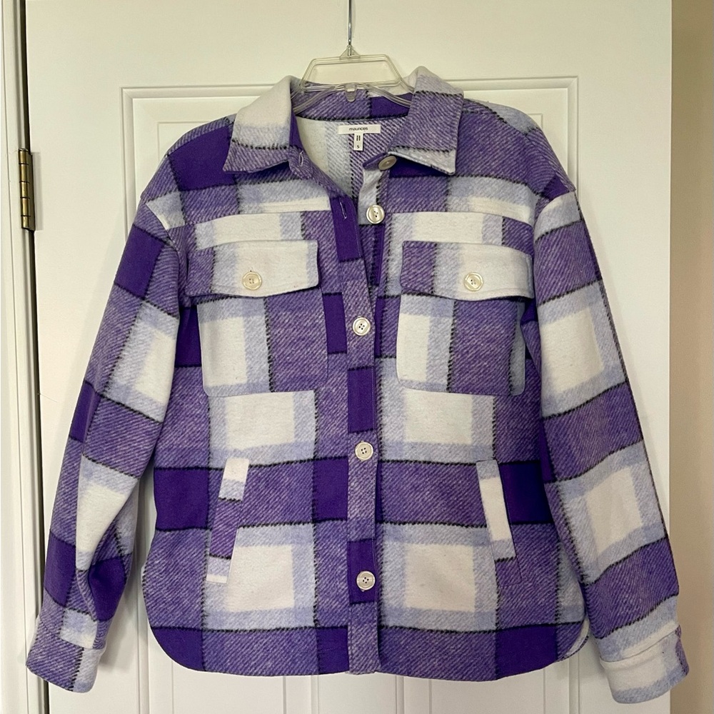 Maurices Purple Shortie Plaid Shacket, NWOT
